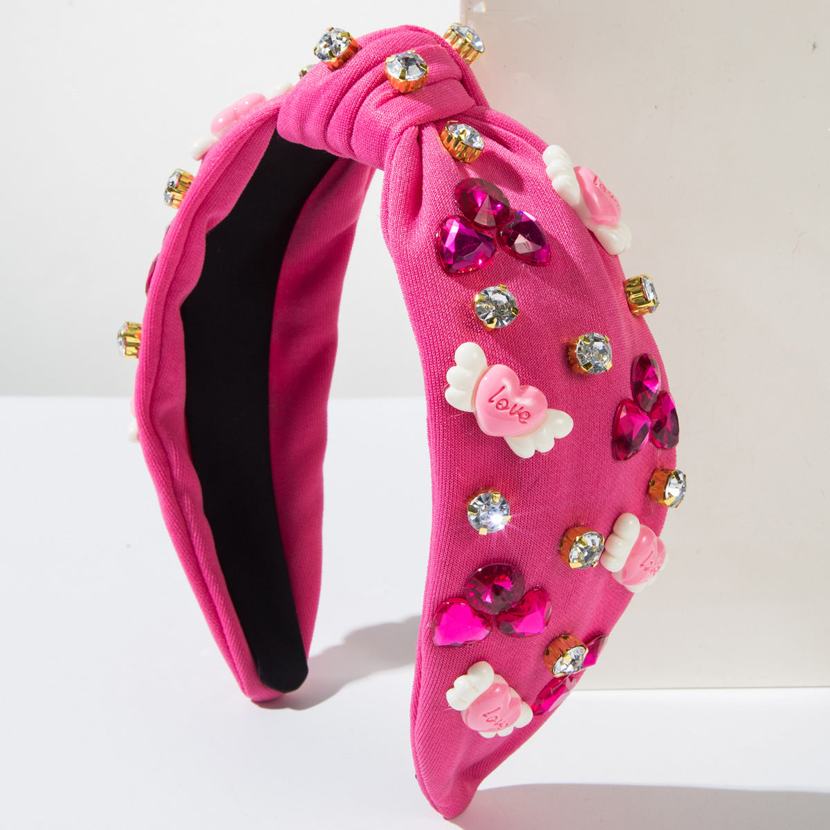 Wholesale Valentine's Day Diamond Studded Heart-shaped Letter Headband